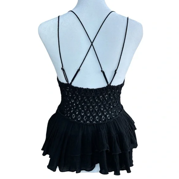 🚫 SOLD Free People Adell Cami Y2K Fairycore Black M - Picture 4 of 11